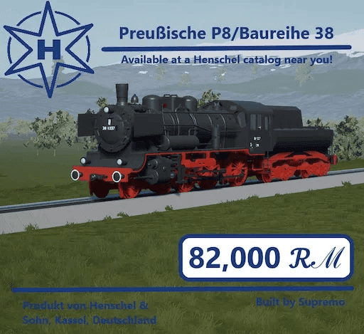 (1.7) K.P.E.V. Preußische P8/Baureihe 38 Steam Locomotive