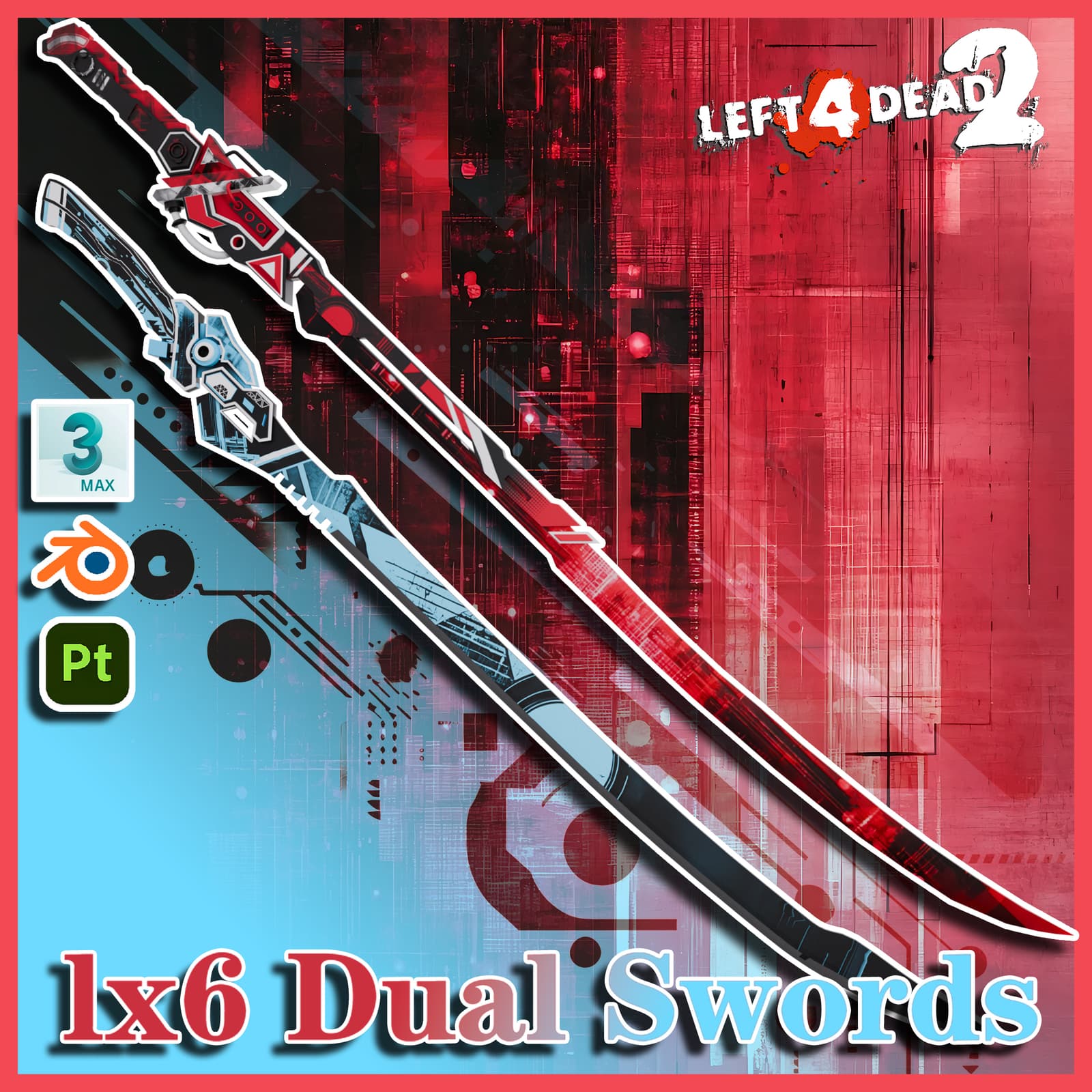【Blender】LX-6 双刀  | （LX-6 Dual Sword） 替换砍刀（machete）