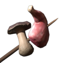 Raw Meat and Mushroom Skewer